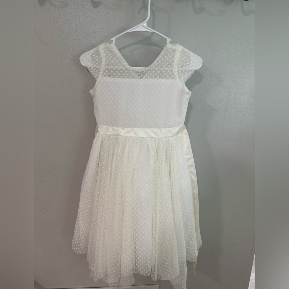 Charming Cream Kids Dress with Polka Dots 10/12